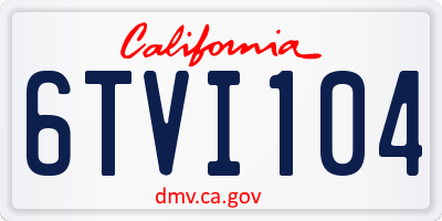 CA license plate 6TVI104