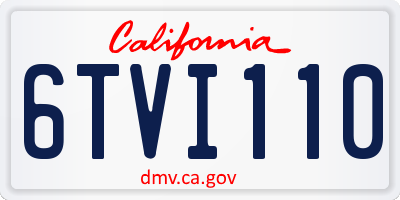 CA license plate 6TVI110