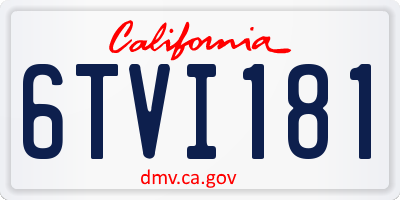 CA license plate 6TVI181