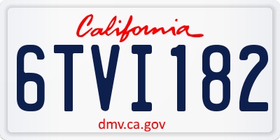 CA license plate 6TVI182