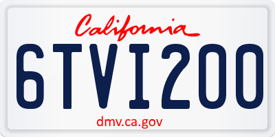 CA license plate 6TVI200