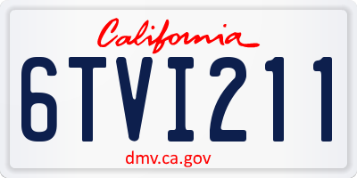 CA license plate 6TVI211