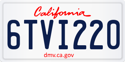 CA license plate 6TVI220