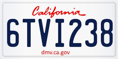 CA license plate 6TVI238