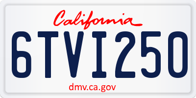 CA license plate 6TVI250