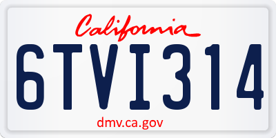 CA license plate 6TVI314