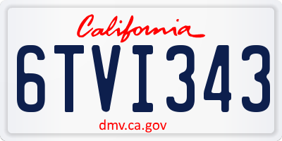 CA license plate 6TVI343