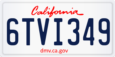 CA license plate 6TVI349