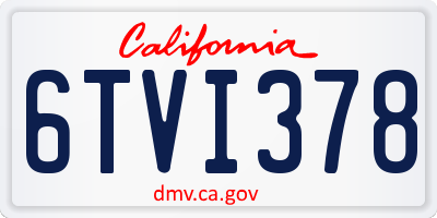 CA license plate 6TVI378