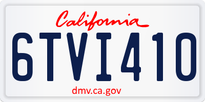 CA license plate 6TVI410