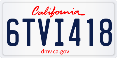 CA license plate 6TVI418