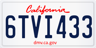 CA license plate 6TVI433