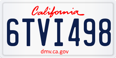 CA license plate 6TVI498