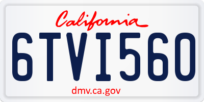 CA license plate 6TVI560