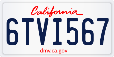 CA license plate 6TVI567