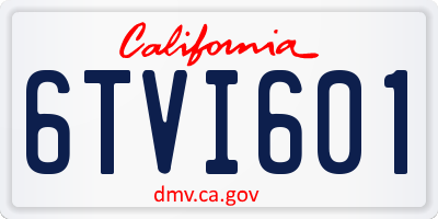 CA license plate 6TVI601