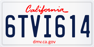 CA license plate 6TVI614