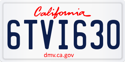 CA license plate 6TVI630