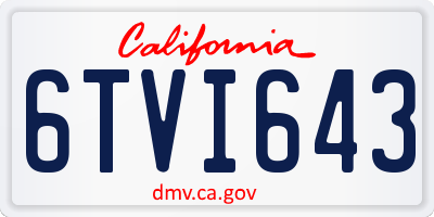 CA license plate 6TVI643