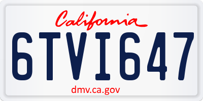 CA license plate 6TVI647