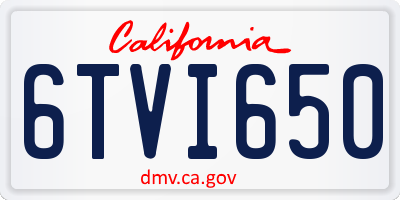 CA license plate 6TVI650