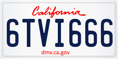 CA license plate 6TVI666