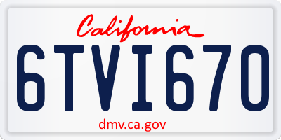 CA license plate 6TVI670