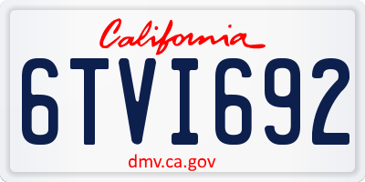 CA license plate 6TVI692
