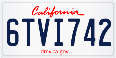 CA license plate 6TVI742