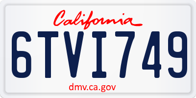 CA license plate 6TVI749