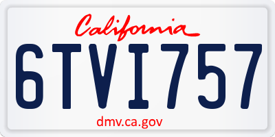 CA license plate 6TVI757
