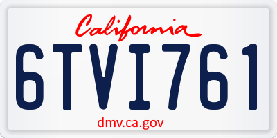 CA license plate 6TVI761