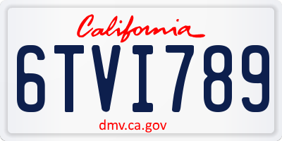 CA license plate 6TVI789