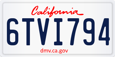 CA license plate 6TVI794