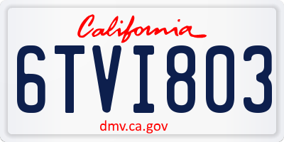 CA license plate 6TVI803