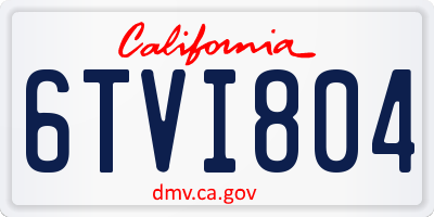 CA license plate 6TVI804