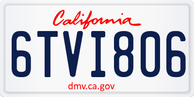 CA license plate 6TVI806