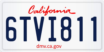 CA license plate 6TVI811