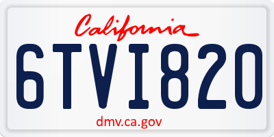 CA license plate 6TVI820