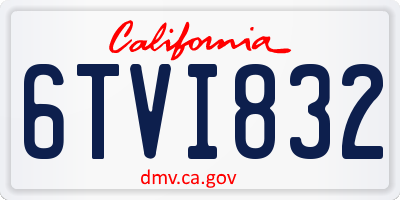 CA license plate 6TVI832