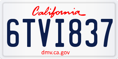 CA license plate 6TVI837
