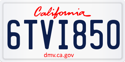 CA license plate 6TVI850