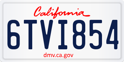 CA license plate 6TVI854