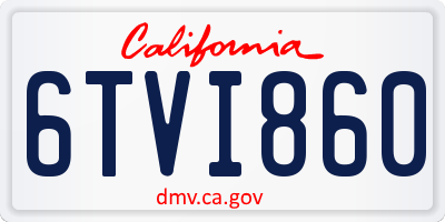 CA license plate 6TVI860