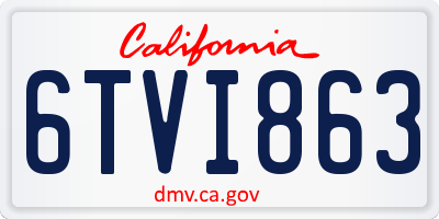 CA license plate 6TVI863