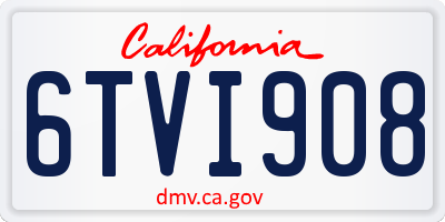 CA license plate 6TVI908
