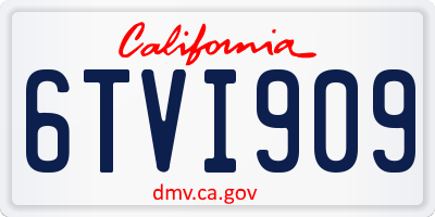 CA license plate 6TVI909