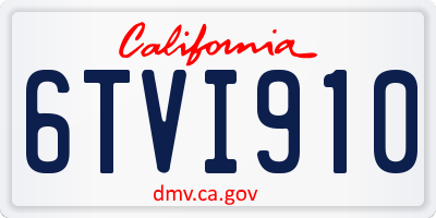 CA license plate 6TVI910