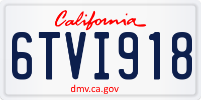 CA license plate 6TVI918