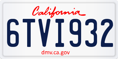 CA license plate 6TVI932